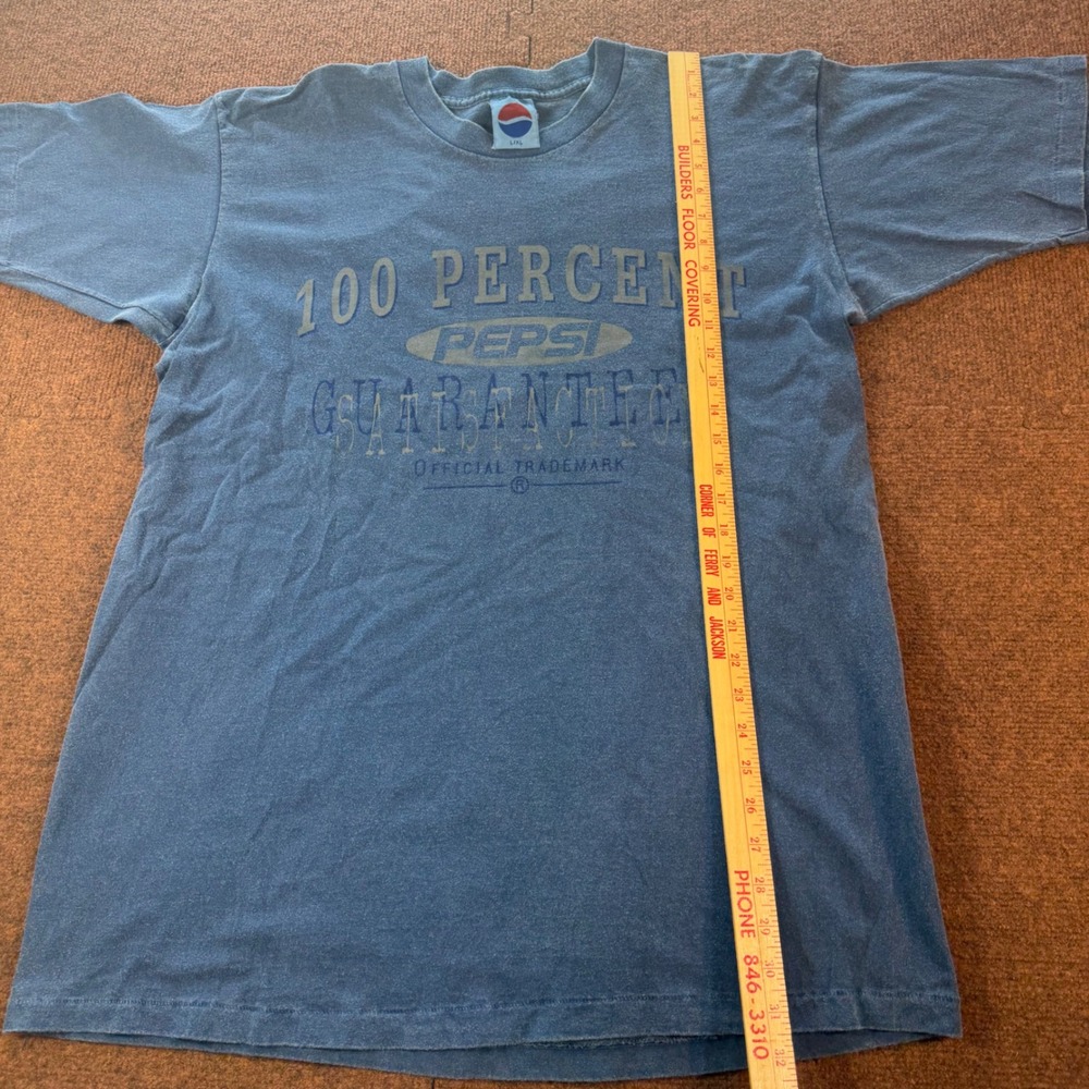Vintage Pepsi Graphic T-Shirt Mens L XL Blue Faded 100 Percent Guaranteed Tee - Picture 3 of 7